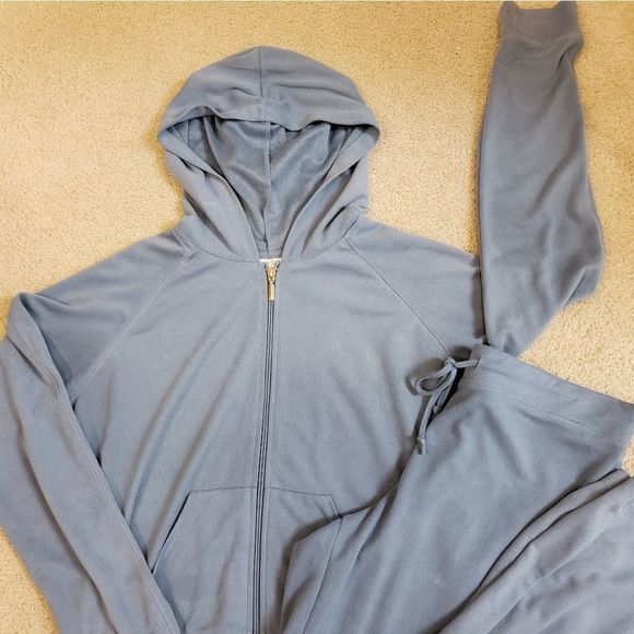 Blue Velour Two Piece Track Suit - Picture 4 of 6